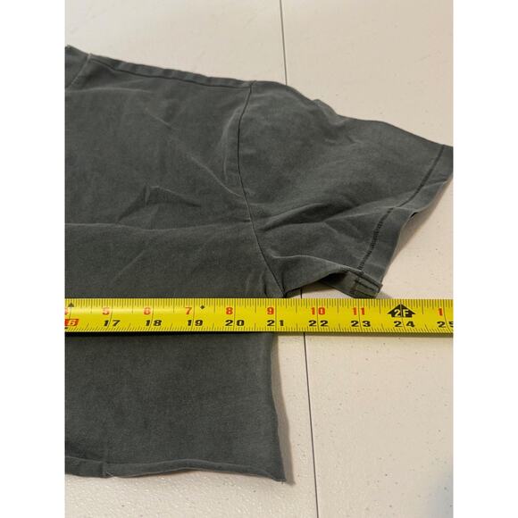 Elwood Shirt Womens Medium Blue Cropped Short Sleeve Organic Cotton Distressed - Picture 8 of 10